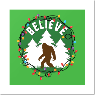 Believe Bigfoot Christmas Posters and Art